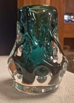 Art Glass Knobbly Vase, by Liskeard/Jim Dyer - 14cm high