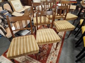 Set of 6 Inlaid Wood 1920s Dining Chairs