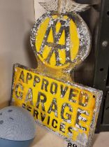 AA Automobile Association Approved Garage Services Cast Iron Advertising Sign - 30x24cm