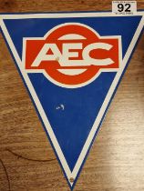 Triangular Enamel Metallic AEC Buses Transport Advertising Sign - 27x25.5cm