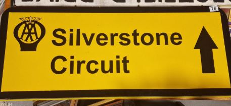 AA Automobile Association Metallic Enamel Silverstone Circuit Road Directions Advertising Sign - 100