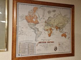Well Framed Good Quality Howard Vincent Map of the British Empire Print - 64x72cm inc frame