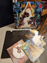 Collection of AC/DC and Def Leppard Vinyl Records inc Back in Black and Hysteria