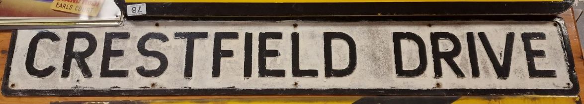 Vintage Metallic Crestfield Drive Road/Street Advertising Sign - 118x18cm