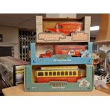 Group of Three Die Cast Anheuser Busch American Vans and Trams