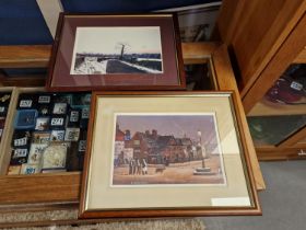 Pair of Pencil Signed Peter Brook Prints inc a Winter Scene and '4 Fresh Men Taking a Sheep for a Wa