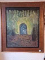 1940s French Antique Oil on Board by Pierre-Andre de Wisches (1909-1997) - 77x67cm inc frame