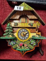 Early Swiss Cuckoo Clock w/weights and Pendulum - 25cm high