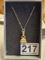 9ct Gold Necklace w/a Carnelion Pendant marked 'From A Friend' - 4.8g