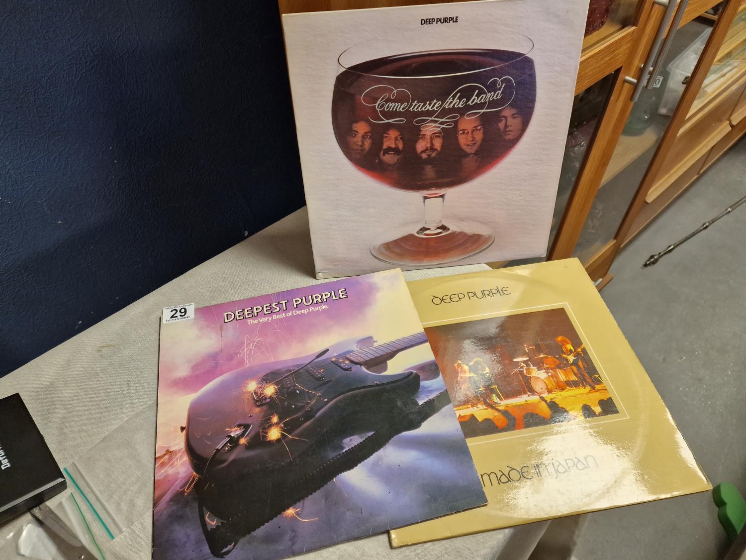 Trio of Deep Purple 1970s Hard Rock LP Vinyl Records