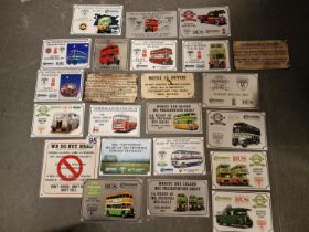 Large Collection of Metallic Bus Rally and Bus Driver Safety Transport Notices