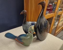 Trio of Feathers Gallery Limited Edition Guineafowl and Lourie Hand-Carved Wooden Birds