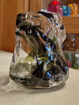 Whitefriars Knobbly Designer Vase w/ Green and Black Colourway - 12cm tall