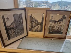 Trio of Pen and Ink Signed Art Pieces of Batley, Whitby and York/West Yorkshire Scenes by Andrew Gil