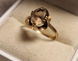 9ct Gold & Smoky Topaz Dress Ring, 2g & size M