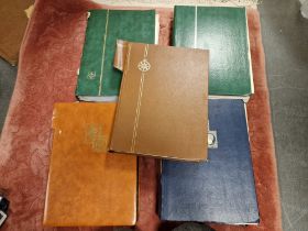 Group of Five Full Postage Stamp Albums w/various Commonwealth countries inc South Africa, Ireland,