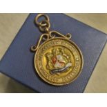 Cleckheaton Victoria Mills Cricket Club 9ct Gold 1923 Medal Fob - 7.7g