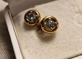 Pair of 9ct Gold & Blue Topaz Earrings