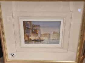 Italian Watercolour of the Grand Canal in Venice by Ian Armour-Chelu - 41x35cm inc frame
