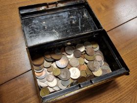 Vintage Box of Various British and International Coins Currecy