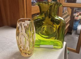 Pair of Art Glass Blenko Sklo Union Vases - 21 and 15cm high