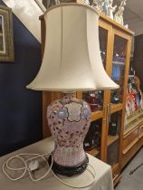 Large Hand-Painted Chinese Table Lamp - height 76cm inc shade