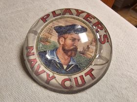 Players Navy Cut Tobacco Cigarettes Paperweight - Vintage Advertiing - 11cm diameter by 3cm high