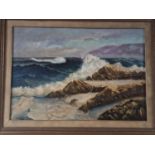 Huge Antique Signed & Framed Oil of a Maritime Seascape Scene