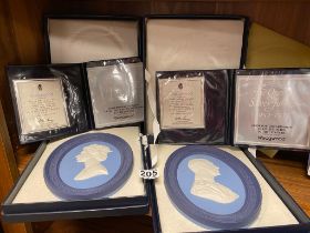 Boxed Duo of Wedgwood Large Oval Medallions Approx 9inch x 7inch Celebrating HM Queen Elizabeth II S