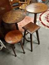 Trio of Antique Pedestal Tables and Small Occasional Tables