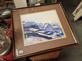 Pencil Hand-signed Peter Brook Print - 'Snow Sprinkling in Holmfirth' - 71x63cm inc Frame