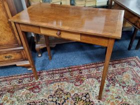 Antique Inlaid Wood Single Drawer Hall Desk Table - 81x40 x 75cm high