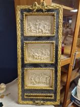 Antique 1875 marked G Andreoni Italian Marble Framed Triple Plaque