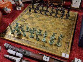 Imported Vintage Greek Stone Poseidon Greek Gods Mythology Chess Set - King 10cm high and the board