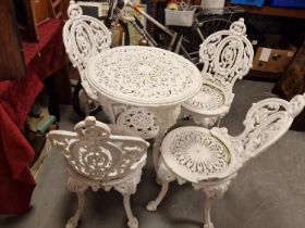 5pc Antique Cast Iron White Garden Suite