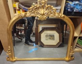 Very Large Heavy Gilt Classical Style Over Mantel Mirror