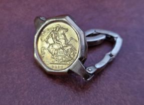 1912 22ct Gold Half Sovereign Coin + a 9ct Gold Scrap Mount/Bracelet - 9.1g