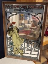 La Dame Aux Camelias - Sarah Bernhardt' Art Nouveau Style French Mirror - 64x44cm