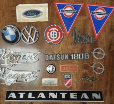 Collection of Bus and Motor Engine Advertising Logo Signs inc Victr, BMW and Regent - Automobilia In