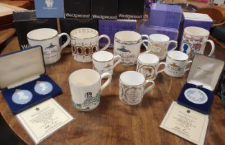 Collection of Ten Boxed Royal Mugs & Tankards + 1981 Portrait Medallion & 900th Anniversary of the D