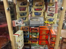 Two Shelves of Boxed Die Cast Toy Cars inc Corgi and Matchbox etc