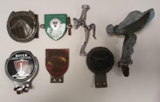 Collection of Metallic Car Vehicle Mascot Signs inc Rolls Royce Spirit of Ecstacy