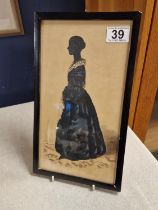 Small Mid 19th Century Watercolour on Card of a Victorian Lady Silhouette, by Edgar Adolphe (1808-18