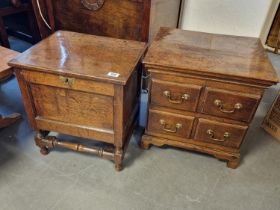 Pair of Antique 18th Century Carriage Style and Fireside Storage Cabinets - both approx 45x50cm
