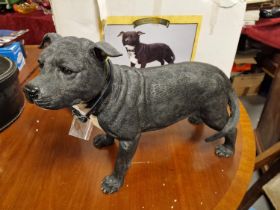 Boxed Leonardo Figure of Black Staffordshire Terrier Staffy Dog