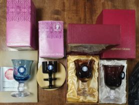 Group of Six Boxed Wedgwood Glass Royal Commemorative Tankards & Goblets