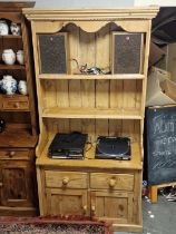 Antique Pine Kitchen Dresser - 195cm high