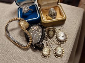 Pair of Silver & Marcasite Earrings, a Mother of Pearl and Silver Jewellery Set, plus a Rolled Gold