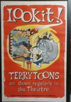 Framed 1960's Terry-Toon Cartoons (20th Century Fox) Stock US One Sheet Advertising Poster (27" X 41