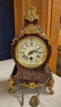 Antique French Boulle Mantel Clock - marked GB to movement - 31cm high